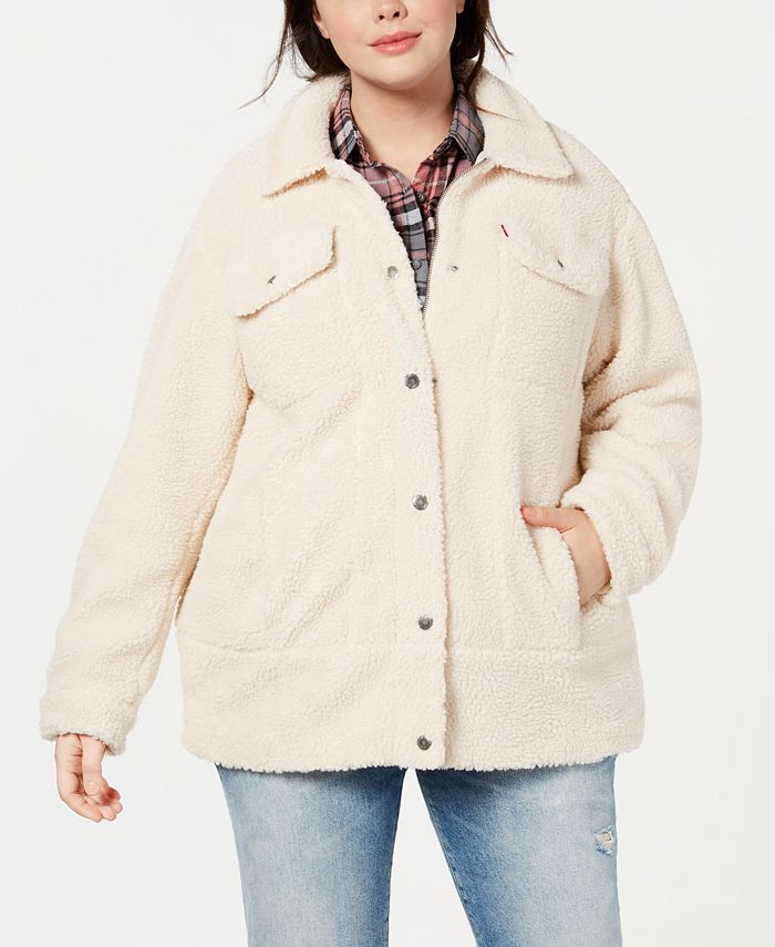 Levi's Trendy Plus Size Long Line Sherpa Trucker Jacket & Reviews - Coats &  Jackets - Plus Sizes - Macy's