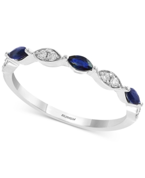 image of Gemstone Bridal by Effy Sapphire (1/3 ct. t.w.) & Diamond (1/8 ct. t.w.) in 18k White Gold