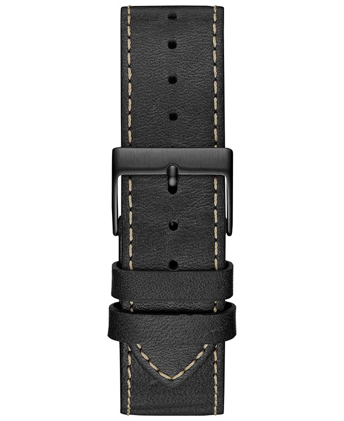 GUESS Men's Black Leather Cuff Strap Watch 46mm Macy's