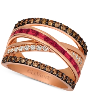 image of Le Vian Certified Ruby (3/4 ct. t.w.) and Diamond (7/8 ct. t.w.) Ring in 14K Rose Gold