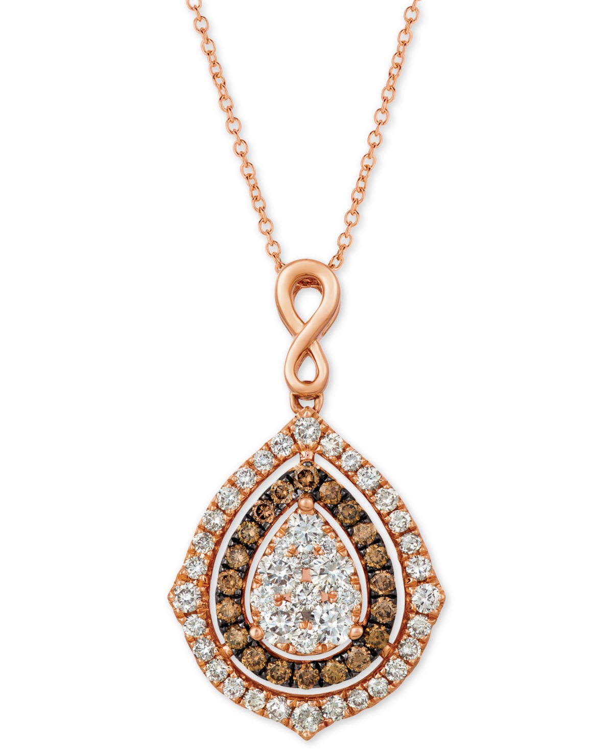 Nude Diamonds & Chocolate Diamonds Fancy 18" Pendant Necklace (1-5/8 ct. t.w.) in 14k Rose, Yellow or White Gold - Rose Gold