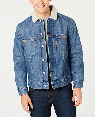 Calvin Klein Jeans Men's Sherpa Lined Denim Jacket & Reviews - Coats &  Jackets - Men - Macy's