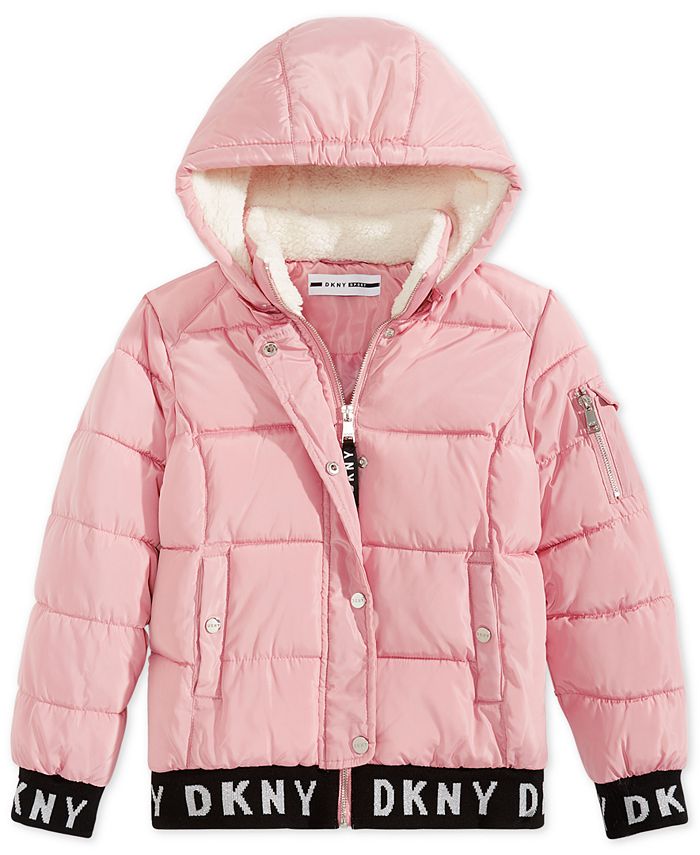 DKNY Big Girls Bomber Jacket With Removable Hood - Macy's