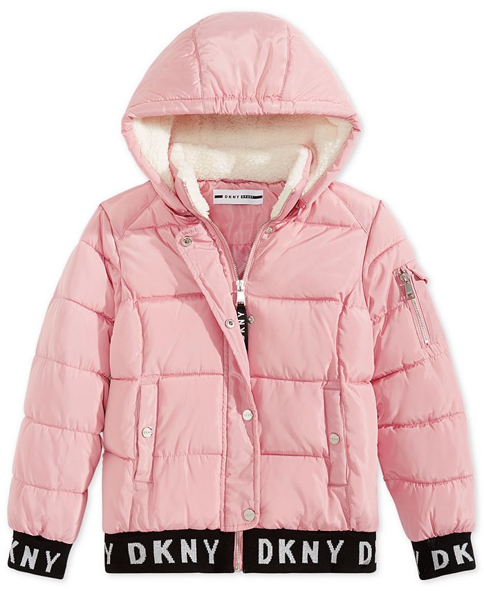 DKNY Big Girls Bomber Jacket With Removable Hood Macy s