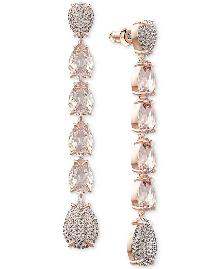 Swarovski Crystal & Pavé Linear Drop Earrings - Macy's