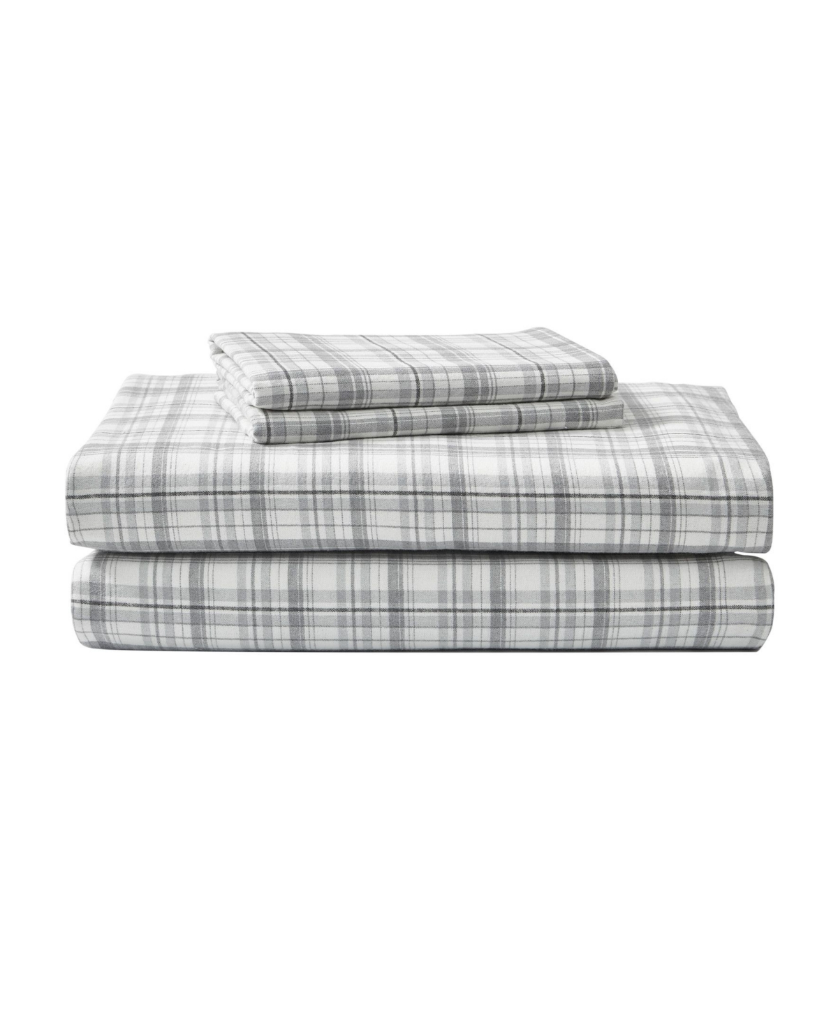 Eddie Bauer Printed Cotton Flannel 4-pc. Sheet Set, Full In Beacon Hill Pastel Grey