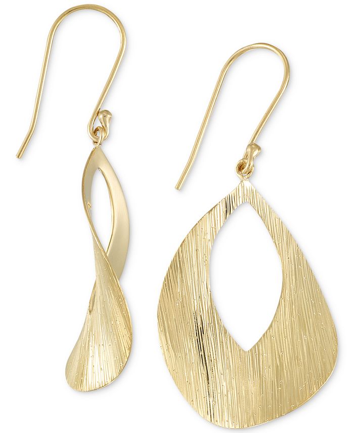 Simone I. Smith Textured Drop Earrings in 18k Gold over Sterling