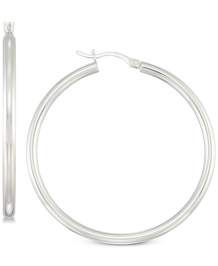 Simone I. Smith - Polished Hoop Earrings in Sterling Silver