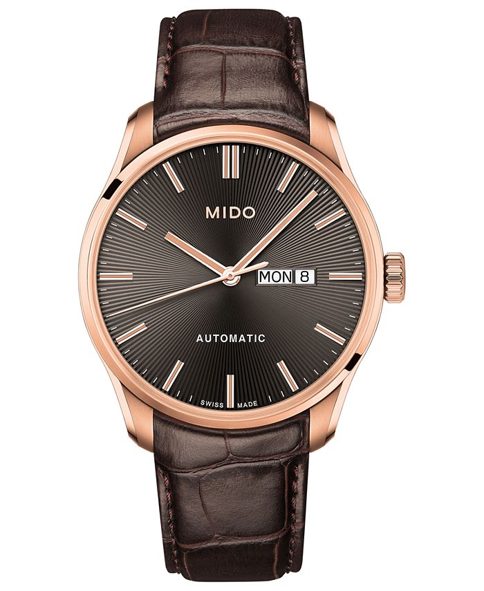 Mido - Men's Swiss Automatic Belluna II Brown Leather Strap Watch 42.5mm