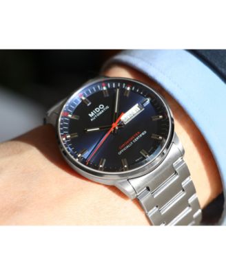 Men's Swiss Automatic Commander II Cosc Stainless Steel Bracelet Watch 40mm