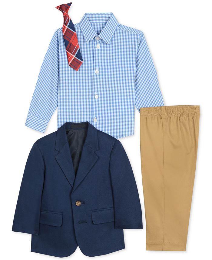 NWT Nautica Infant Blue Seersucker 4pc Jacket Shirt Tie Pants Suit Set 12m NEW 