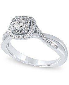 Diamond Cushion Halo Engagement Ring (3/8 ct. t.w.) in 14k White Gold