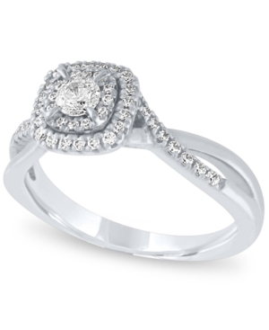 image of Diamond Cushion Halo Engagement Ring (3/8 ct. t.w.) in 14k White Gold