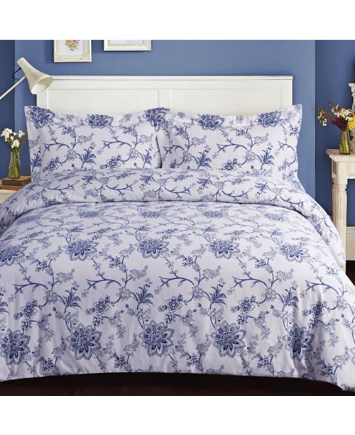 Tribeca Living Floral Cotton Flannel Printed Oversized King Duvet