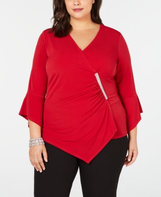 red wrap top plus size