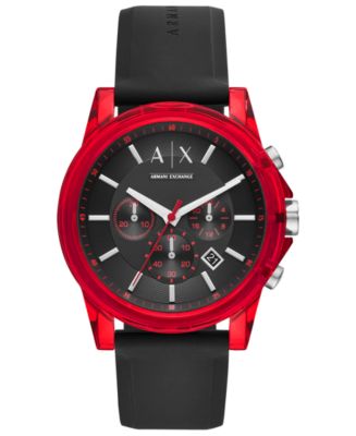 A|X Armani Exchange Men's Outer Banks Black Silicone Strap Watch 44mm ...