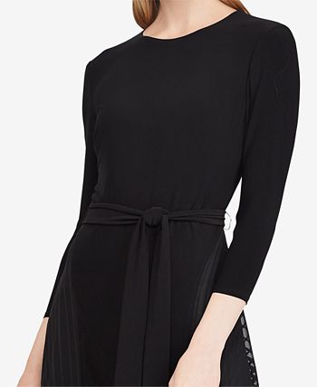 Ralph lauren satin trim sales fit and flare dress