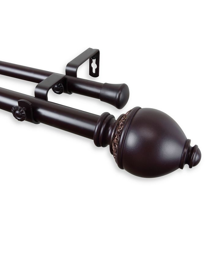 Rod Desyne - Ramona Double Curtain Rod 1" OD 120-170 inch - Mahogany