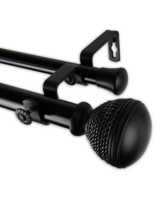 Rod Desyne - Braided Double Curtain Rod 1" OD 66-120 inch - Black
