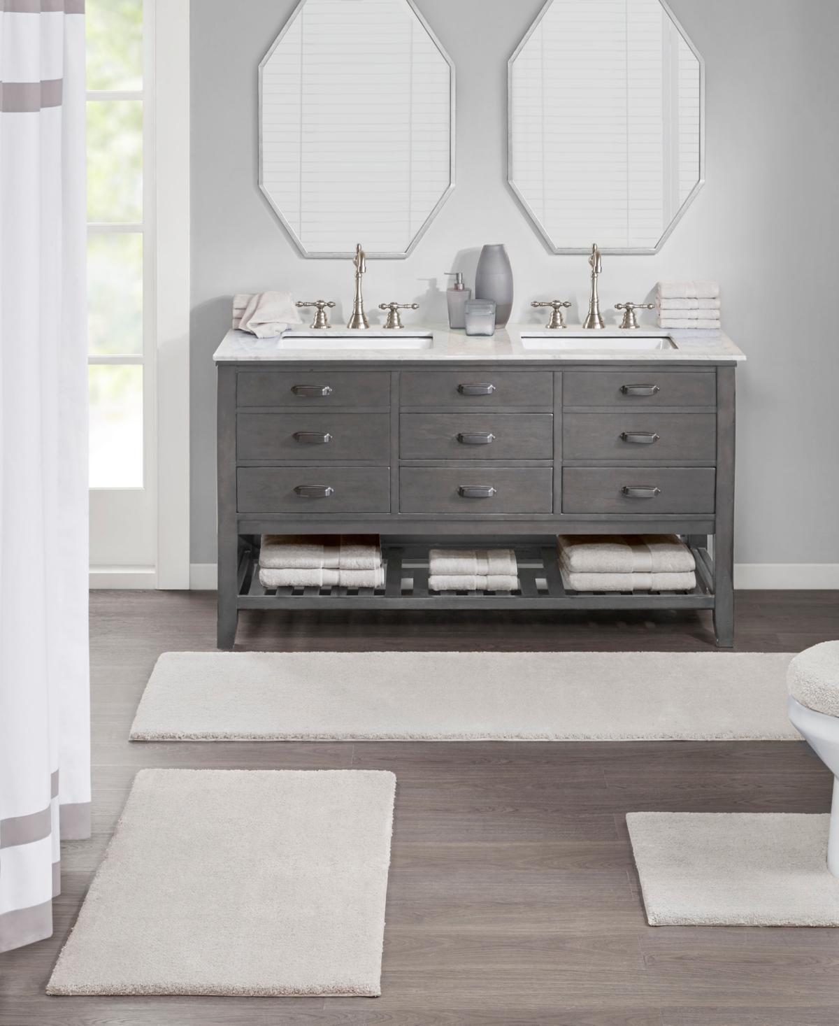 Madison Park Signature Marshmallow Bath Rug, 24" X 72" In Neutral
