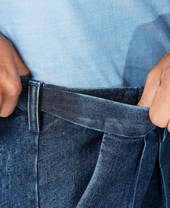 Haggar Men's Stretch Denim Classic-Fit Pleated Pants - Macy's