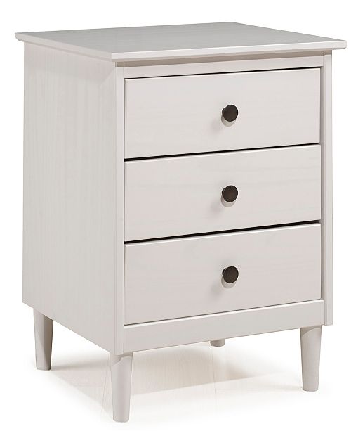 Walker Edison 3 Drawer Solid Wood Nightstand In White Reviews