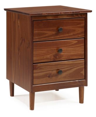 Walker Edison - 3 Drawer Solid Wood Nightstand in Walnut