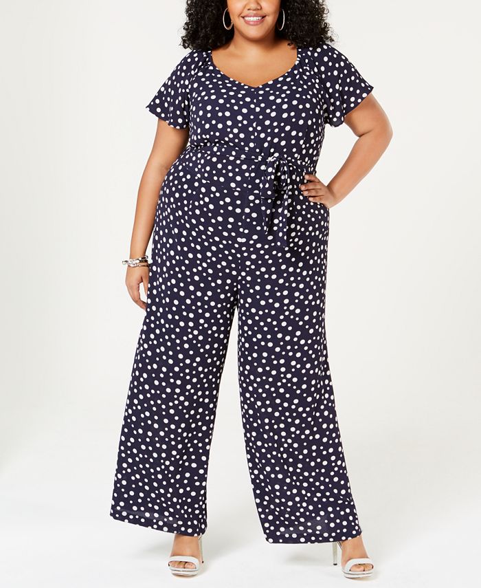 Monteau Trendy Plus Size Printed Jumpsuit - Macy's