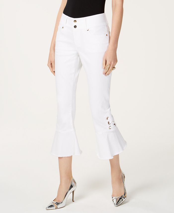 Thalia Sodi Cropped Ruffled Jeans - Macy's