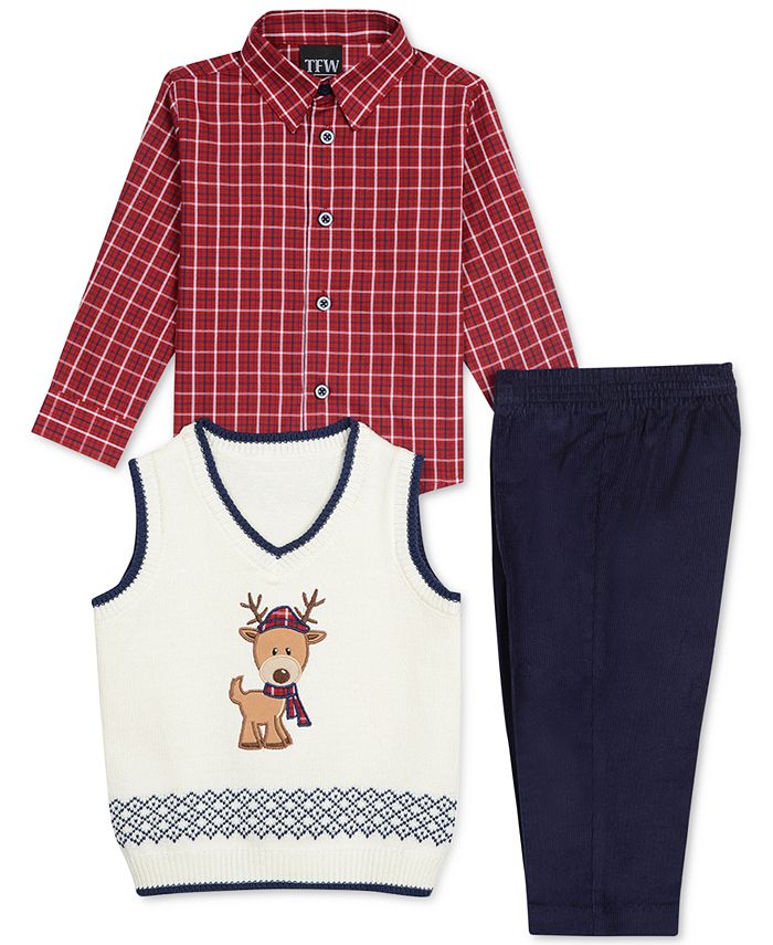 2 Piece Boys Santa Reindeer Shirt & Bib Pants main image 1