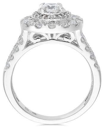 Macy's - Diamond Halo Bridal Set (1-1/2 ct. t.w.) in 14k White Gold