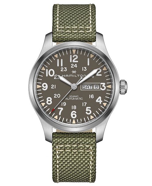 Hamilton Men's Swiss Automatic Khaki Field Green Nato ...