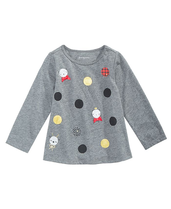 First Impressions Toddler Girls Long-Sleeve Dot-Print T-Shirt, Created ...