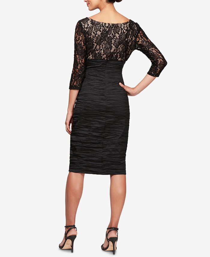 Alex Evenings Sequined Lace Ruched Sheath Dress - Macy's