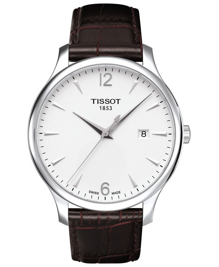 Tissot - Men's Swiss Tradition Brown Leather Strap Watch 42mm
