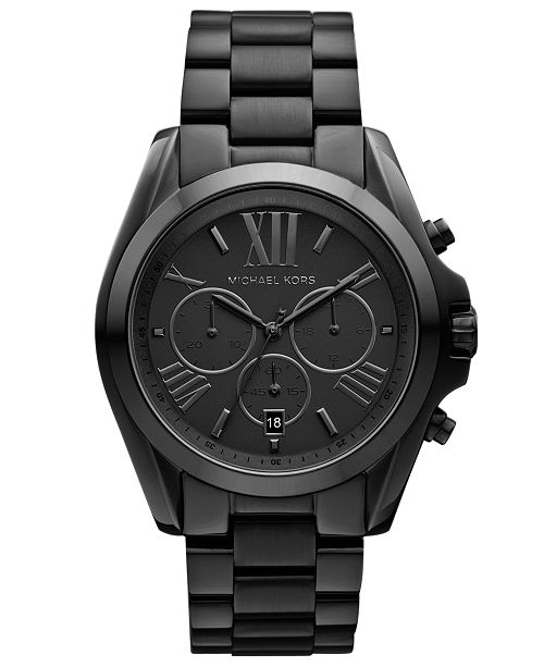 Michael Kors Women S Chronograph Bradshaw Black Ion Plated Stainless Steel Bracelet Watch 43mm Mk5550 Reviews Watches Jewelry Watches Macy S