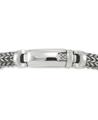 Black Leather Bracelet in Stainless Steel