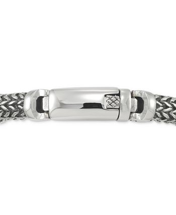 LEGACY for MEN by Simone I. Smith - Black Leather Bracelet in Stainless Steel