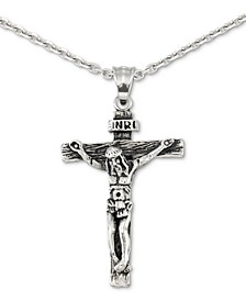 Crucifix 24" Pendant Necklace in Stainless Steel