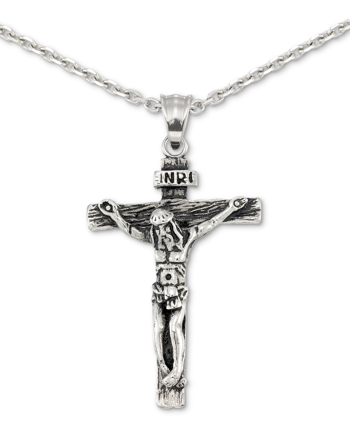 Smith Crucifix 24" Pendant Necklace in Stainless Steel - Stainless Steel