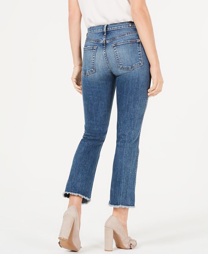7 For All Mankind Cropped Fray-Hem Boot-Cut Jeans - Macy's