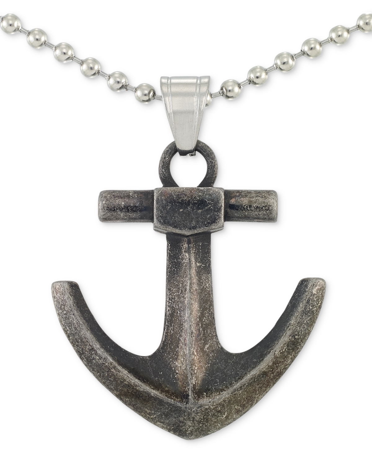 Legacy for Men by Simone I. Smith Anchor 24" Pendant Necklace in Stainless Steel & Black Ion-Plate