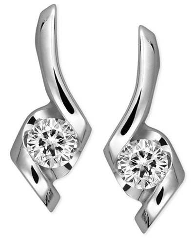 Sirena Diamond Swirl Earrings in 14k White Gold (1/4 ct. t.w.)