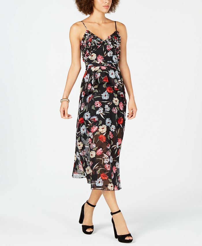 foxiedox Embellished Floral-Print Midi Dress - Macy's