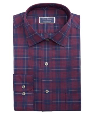 Club Room - Men's Classic/Regular-Fit Performance Stretch Houndstooth Plaid Twill Dress Shirt