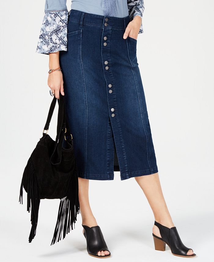 Style & Co ButtonFront Midi Denim Skirt, Created for Macy's & Reviews