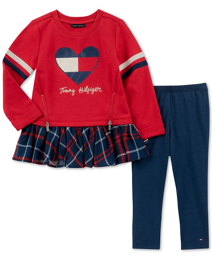 Tommy Hilfiger Baby Girls 2 Pc. Plaid Peplum Tunic Leggings Set