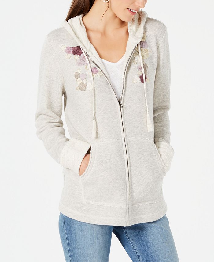 Style & Co Embroidered Zip-Front Hoodie, Created for Macy's & Reviews ...