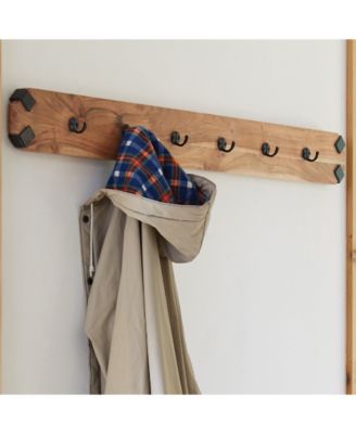 Ryegate Natural Live Edge Solid Wood With Metal Wall Coat Hook