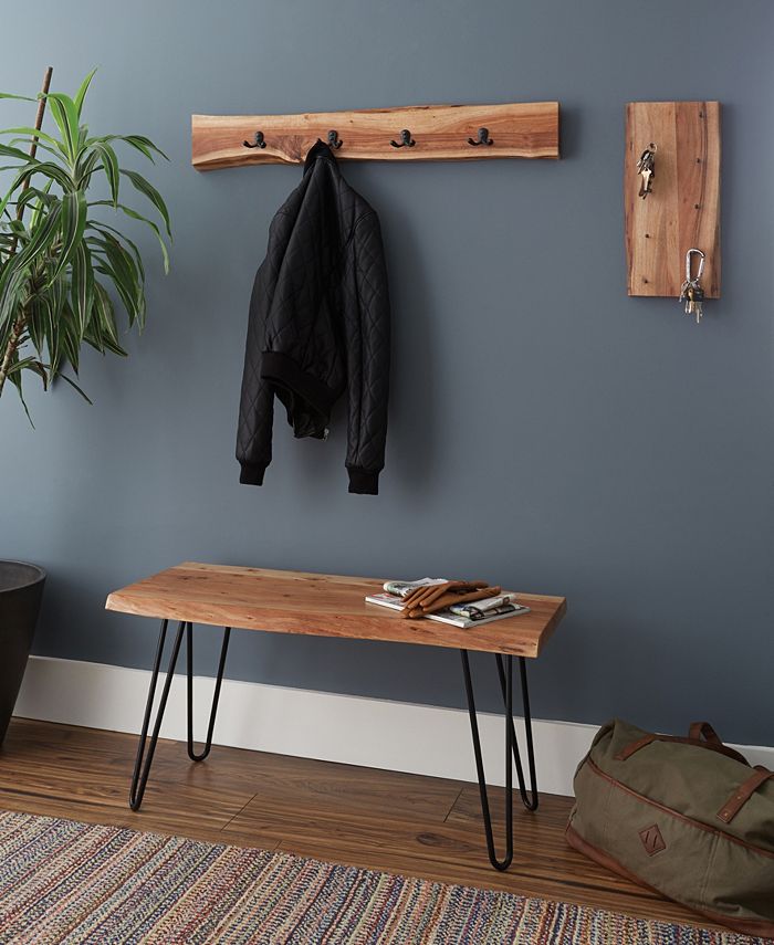 Bolton Furniture Hairpin Natural Live Edge Wood With Metal 36" Bench